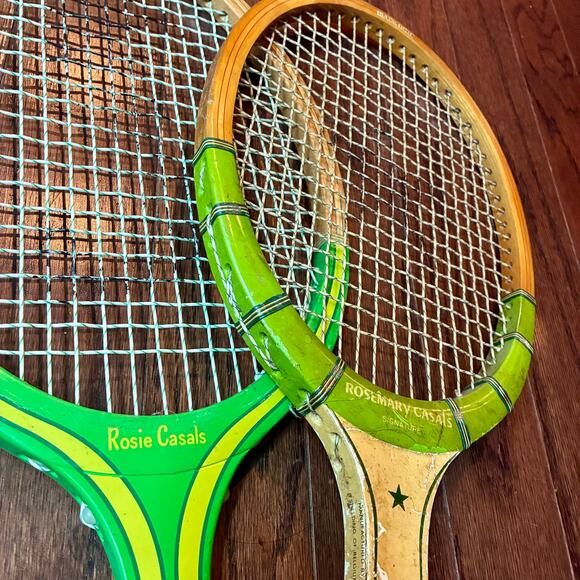 Vintage Rosie Casals Wooden Tennis Rackets – Set of 2 - Picture 1 of 4